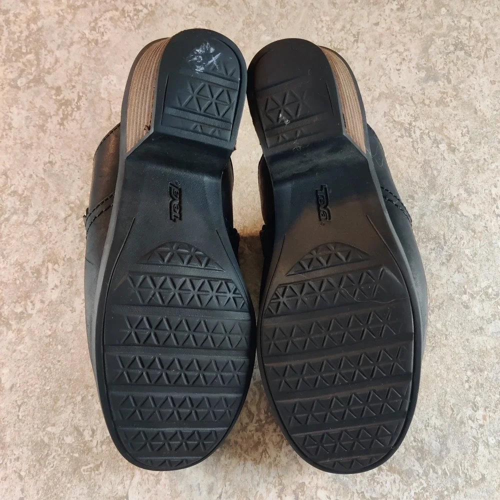Teva Women's Foxy Sling-Back Clogs 1013674 Black Block Heels Shoes Size 8‎